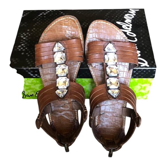 Sam Edelman Galina Coffee Bean Zip Back Leather Gladiator Sandals Womens Sz 7.5M - Picture 3 of 12